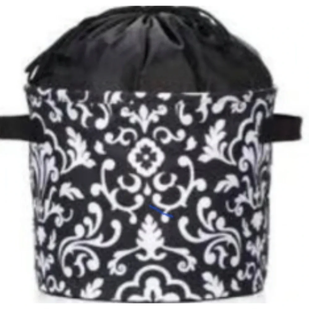 Thirty-One Retired Cinch-Top Bin Black Parisian Pop Damask Storage Organizer NIP